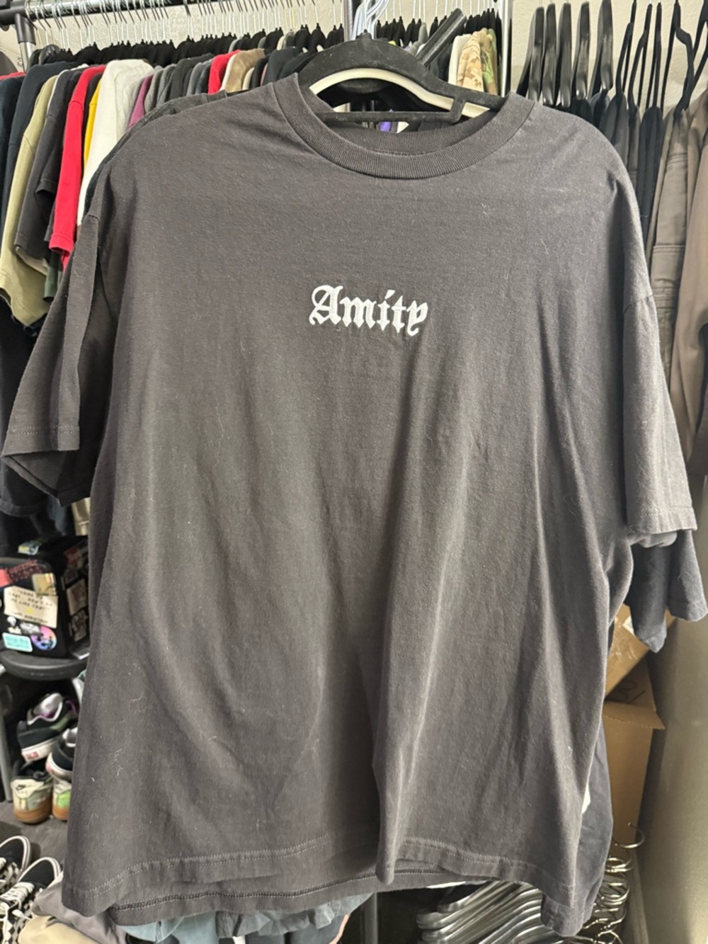 The Amity Affliction Band Mens XL Black Embroiderd Amity logo & sick back hit